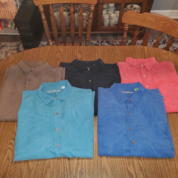 Set of 5 Caribbean Men's Button Down Short Sleeve Shirts- 3X - Picture 1 of 16